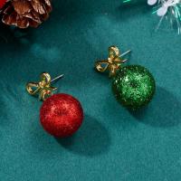 أقراط عيد الميلاد, سبائك الزنك, مع الراتنج, لون الذهب مطلي, تصميم عيد الميلاد & مجوهرات الموضة & للمرأة, المزيد من الألوان للاختيار, النيكل والرصاص والكادميوم الحرة, 37x18mm, تباع بواسطة زوج