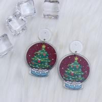 Acrylic Jewelry Earring, Christmas Design & fashion jewelry & different styles for choice & for woman, more colors for choice, 54x35mm, Sold By Pair