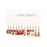 Weihnachten Ohrringe, Zinklegierung, goldfarben plattiert, 6 Stück & Weihnachts-Design & Modeschmuck & verschiedene Stile für Wahl & für Frau & Emaille, frei von Nickel, Blei & Kadmium, verkauft von setzen