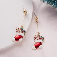 Christmas Earrings Zinc Alloy gold color plated Christmas Design & fashion jewelry & for woman nickel lead & cadmium free Sold By Pair