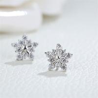 Christmas Earrings, Tibetan Style, Snowflake, plated, Christmas Design & fashion jewelry & for woman & with rhinestone, more colors for choice, nickel, lead & cadmium free, 8mm, Sold By Pair