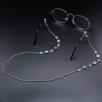 Suporte de óculos, liga de zinco, with concha, para mulher, prateado, níquel, chumbo e cádmio livre, comprimento Aprox 73 cm, vendido por PC