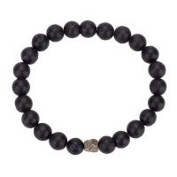 Gemstone Bracelets, Lava, with Brass, Round, fashion jewelry & Unisex, black, 8mm, Length:Approx 18 cm, Sold By PC