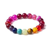 Agate Jewelry Bracelet Lace Agate with Gemstone Round fashion jewelry & Unisex mixed colors Length Approx 20 cm Sold By PC