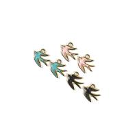 Tibetan Style Enamel Pendants, swallow, gold color plated, DIY, more colors for choice, 13x16mm, Approx 100PCs/Bag, Sold By Bag
