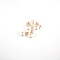 Zinc Alloy Pendants with Plastic Pearl Round gold color plated DIY white 12mm Approx Sold By Bag
