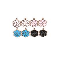 Tibetan Style Enamel Pendants, Flower, gold color plated, DIY, more colors for choice, 17x20mm, Approx 100PCs/Bag, Sold By Bag