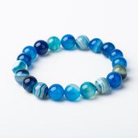 Ágata jóias pulseira, Disposições de ágata, Roda, joias de moda & unissex, azul, 10mm, comprimento Aprox 20 cm, vendido por PC