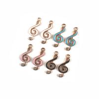 Tibetan Style Enamel Pendants, Music Note, gold color plated, DIY & with rhinestone, more colors for choice, 9x22mm, Approx 100PCs/Bag, Sold By Bag