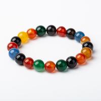 Agate Jewelry Bracelet, Rainbow Agate, Round, fashion jewelry & Unisex, mixed colors, 10mm, Inner Diameter:Approx 50mm, Sold By PC