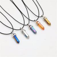 Quartz Gemstone Pendants, with Tibetan Style, Bullet, plated, DIY, more colors for choice, 13x40mm, Sold By PC