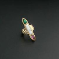 Tibetan Style Finger Ring, with Howlite & Malachite, fashion jewelry & for woman, nickel, lead & cadmium free, 17mm, Sold By PC