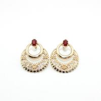 Zinc Alloy Stud Earring fashion jewelry & for woman & with rhinestone nickel lead & cadmium free 35mm Sold By Pair