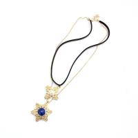 Multi Layer Necklace Zinc Alloy with Lapis Lazuli & leather cord Double Layer & fashion jewelry & for woman nickel lead & cadmium free Length Approx 15.74 Inch Approx 18.5 Inch Sold By PC