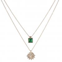 Multi Layer Necklace Zinc Alloy with Green Agate Double Layer & fashion jewelry & for woman nickel lead & cadmium free Length Approx 15.74 Inch Approx 18.11 Inch Sold By PC