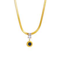 Titanstahl Halskette, mit Verlängerungskettchen von 1.97inch, 18K vergoldet, Modeschmuck & für Frau & mit Strass, goldfarben, 10x10mm, verkauft per ca. 15.75 ZollInch Strang