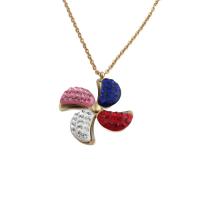 Stainless Steel Jewelry Necklace, 304 Stainless Steel, with Rhinestone Clay Pave, Vacuum Ion Plating, fashion jewelry & for woman, golden, 28.50x4.50mm, Length:Approx 19.29 Inch, Sold By PC