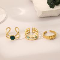 Zinc Alloy Ring Set gold color plated three pieces & for woman & enamel golden nickel lead & cadmium free Sold By Set
