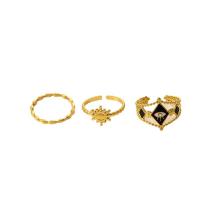 Cink Alloy Ring Set, Cink ötvözet, arany színű aranyozott, három darab & divat ékszerek & a nő, aranysárga, nikkel, ólom és kadmium mentes, Által értékesített Set