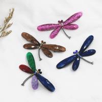 Zinc Alloy Brože, Zinek, Dragonfly, módní šperky & unisex & s drahokamu, více barev na výběr, nikl, olovo a kadmium zdarma, 34x72mm, Prodáno By PC