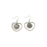 Tibetan Style Drop Earrings, Heart, fashion jewelry & for woman, nickel, lead & cadmium free, 42x28mm, Sold By Pair