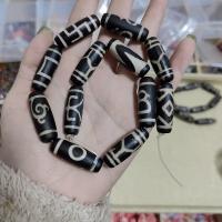 Natuurlijke Tibetaanse Agaat Dzi Beads, DIY, zwart, 13x38mm, Verkocht door PC