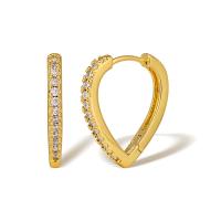 Cubic Zirconia Micro Pave Brass Earring, Heart, real gold plated, micro pave cubic zirconia & for woman, more colors for choice, Sold By Pair