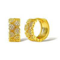 Cubic Zirconia Micro Pave Brass Earring, real gold plated, micro pave cubic zirconia & for woman, golden, Sold By Pair