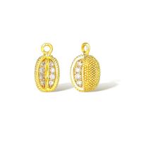 Cubic Zirconia Micro Pave Brass Pendant Durian real gold plated DIY & micro pave cubic zirconia golden Sold By Lot