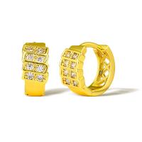 Befestiger Zirkonia Messing Ohrring, vergoldet, Micro pave Zirkonia & für Frau, goldfarben, verkauft von Paar