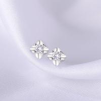 925 Sterling Silver Stud Earrings, fashion jewelry & with rhinestone, nickel, lead & cadmium free, Sold By Pair