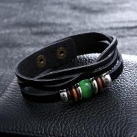 PU Leather Cord Bracelets with Zinc Alloy fashion jewelry & Unisex Length Approx 21 cm Sold By PC