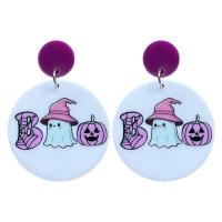 Acrylic Drop Earring Flat Round Halloween Jewelry Gift & for woman 57mm Sold By Pair