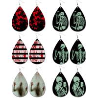 PU Leather Drop Earring, with Iron, Teardrop, Halloween Jewelry Gift & different styles for choice & for woman, 85mm, Sold By Pair