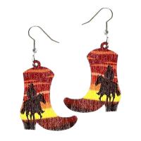 Wood Drop Earring, with Iron, Shoes, different designs for choice & for woman, 60mm, Sold By Pair