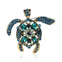 Zinc Alloy Brooch Turtle gold color plated for woman & with rhinestone Sold By PC