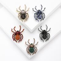 سبائك الزنك بروش, عنكبوت, مطلي, للمرأة & مع حجر الراين, المزيد من الألوان للاختيار, 36x47mm, تباع بواسطة PC
