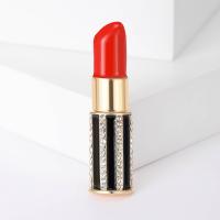 alliage de zinc broche, Rouge à lèvres, Placage de couleur d'or, pour femme & émail & avec strass, 17x66mm, Vendu par PC
