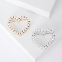 Zinc Alloy Brooch with Plastic Pearl Heart plated & for woman & hollow Sold By PC