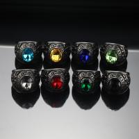 Titanium Steel Δάχτυλο του δακτυλίου, επιχρυσωμένο, διαφορετικό μέγεθος για την επιλογή & για τον άνθρωπο & με στρας, περισσότερα χρώματα για την επιλογή, Μέγεθος:7-13, Sold Με PC