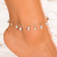 Zinc Alloy Anklet with 5cm extender chain plated fashion jewelry & for woman & with rhinestone nickel lead & cadmium free Length Approx 22 cm Sold By PC