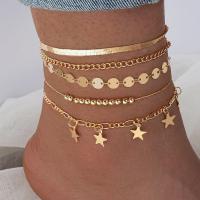 Tibetan Style Anklet, with 5cm extender chain, fashion jewelry & multilayer & for woman, golden, nickel, lead & cadmium free, Length:Approx 22 cm, Sold By PC