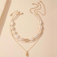 Multi Layer Necklace Zinc Alloy with Seedbead & Shell with 7cm extender chain gold color plated three layers & fashion jewelry & for woman nickel lead & cadmium free Length Approx 32 cm Approx 32 cm Approx 45 cm Sold By PC