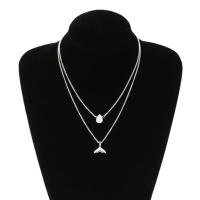 Mode-Multi-Layer-Halskette, Zinklegierung, mit Glas, mit Verlängerungskettchen von 5cm, plattiert, Doppelschicht & Modeschmuck & für Frau, keine, frei von Nickel, Blei & Kadmium, Länge:ca. 40-45 cm, verkauft von PC
