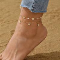 Zinc Alloy Anklet with 5cm extender chain Double Layer & fashion jewelry & for woman golden nickel lead & cadmium free Length Approx 21 cm Sold By PC