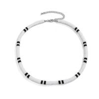 Zinc Alloy smykker halskæde, med Polymer Clay, med 7cm extender kæde, mode smykker & for kvinde, hvid, nikkel, bly & cadmium fri, Længde Ca. 40 cm, Solgt af PC