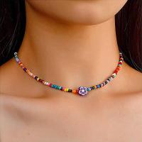 Glasperlen -Halsketten-, Zinklegierung, mit Seedbead, mit Verlängerungskettchen von 5cm, Modeschmuck & für Frau, farbenfroh, frei von Nickel, Blei & Kadmium, Länge:ca. 34 cm, verkauft von PC