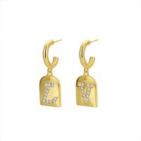 Brass Drop Earring, with Cubic Zirconia, plated, fashion jewelry & for woman, more colors for choice, nickel, lead & cadmium free, 11x30mm, Sold By Pair