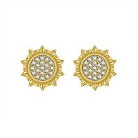 Brass Stud Earring, with Cubic Zirconia, Flower, plated, fashion jewelry & for woman, more colors for choice, nickel, lead & cadmium free, 19x19mm, Sold By Pair