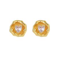 Brass Stud Earring with Cubic Zirconia plated fashion jewelry & for woman nickel lead & cadmium free Sold By Pair